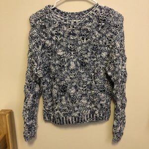 Blue and White Loose Knit Sweater